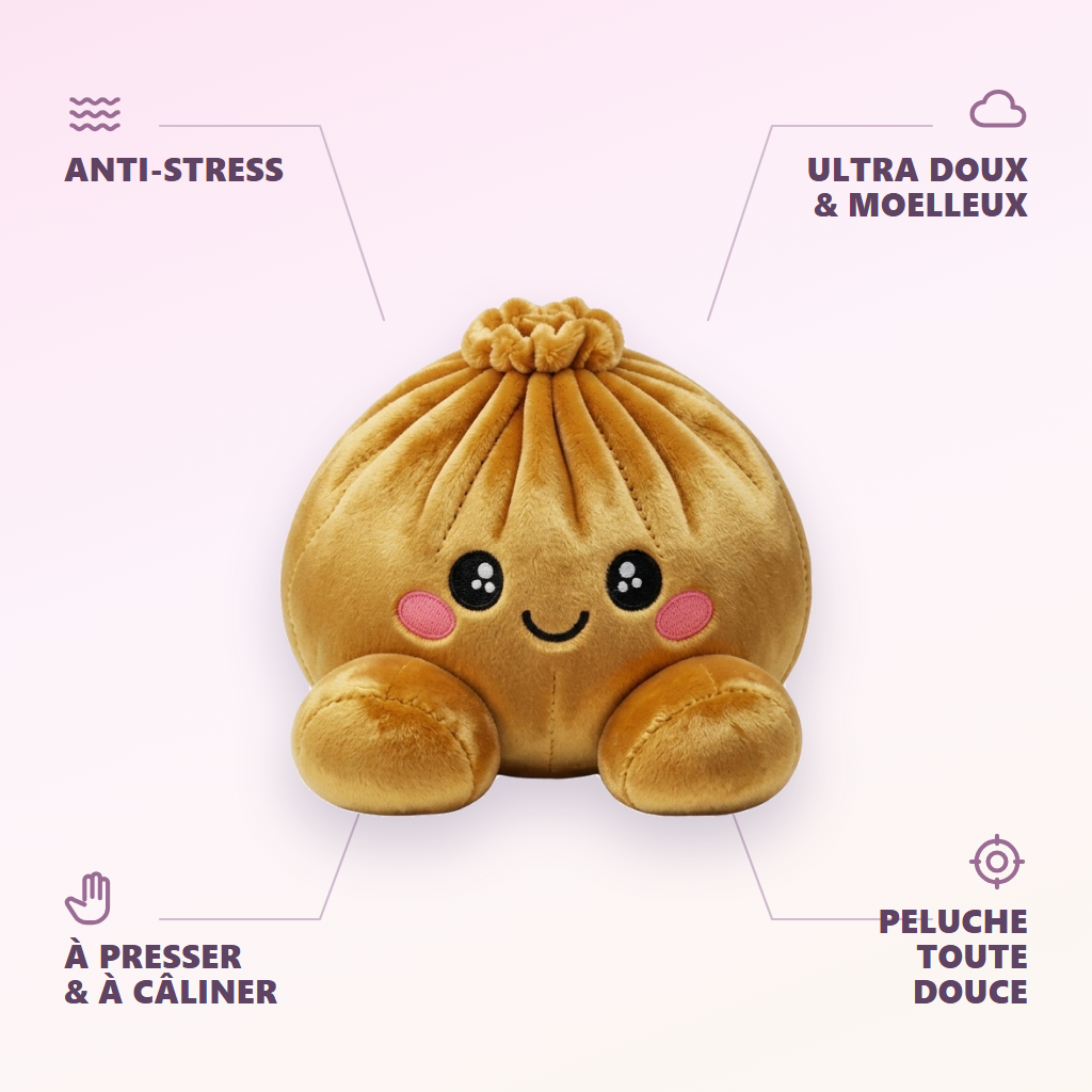 Squishy Dumpling Doré Royal — anti-stress, ultra doux, effet slow-rise