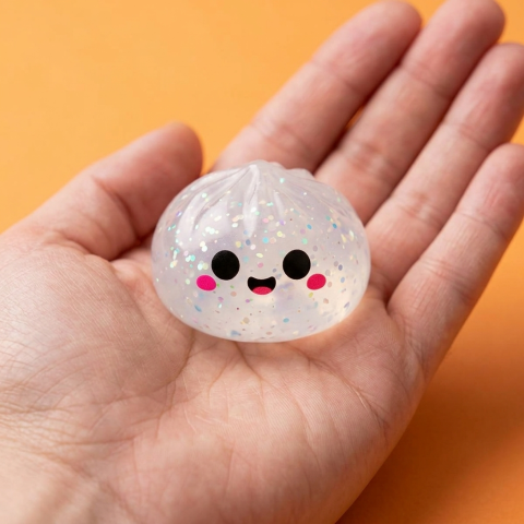 Squishy Dumpling Halloween XXL (Lot de 8) tenu en main, taille réelle
