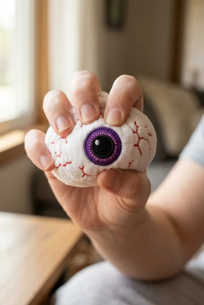 Squishy Dumpling Œil Halloween pressé dans la main — effet squishy slow-rise