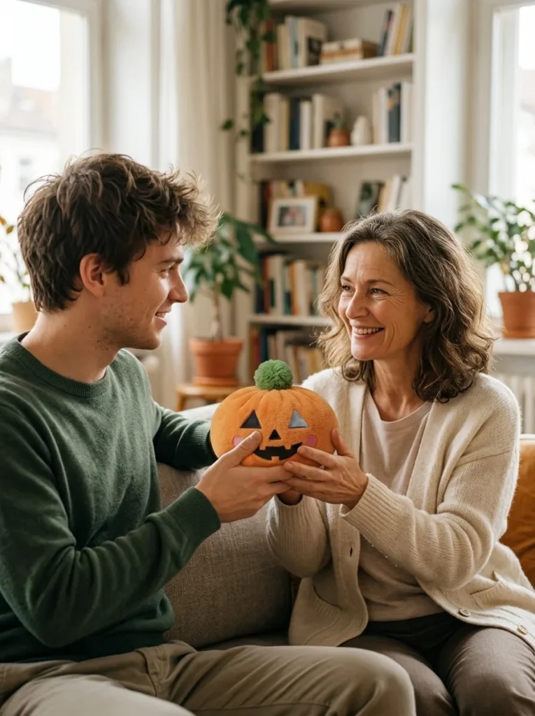 Squishy Dumpling Citrouille Halloween offert en cadeau entre deux personnes