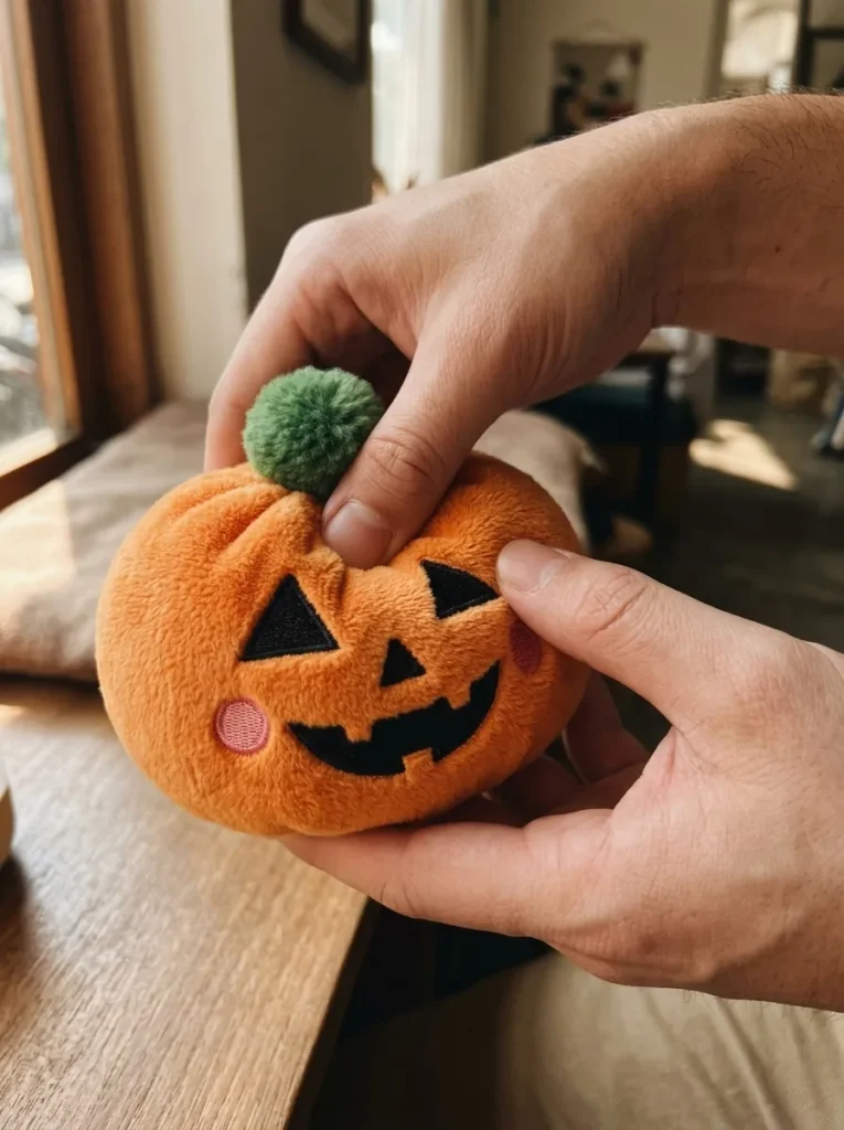 Squishy Dumpling Citrouille Halloween pressé dans la main — effet squishy slow-rise