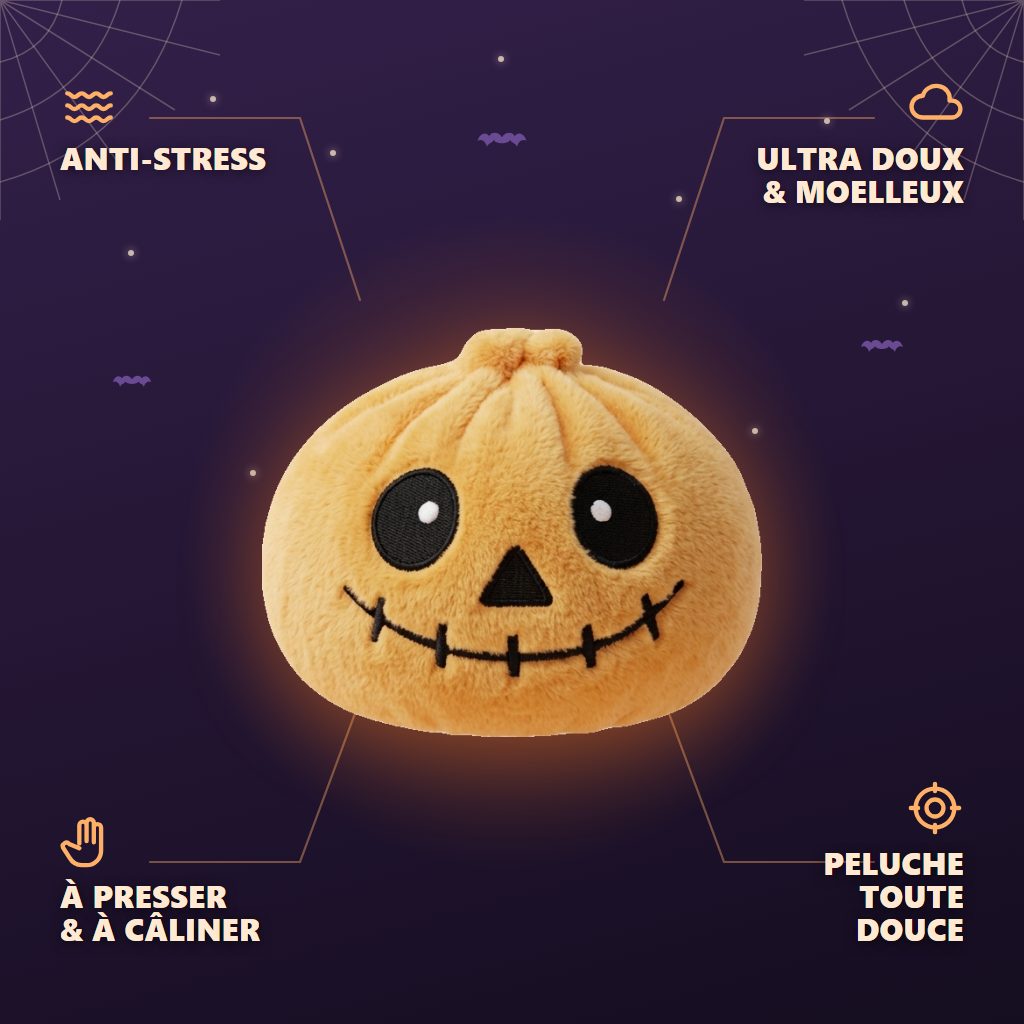 Dumpling Squishy Squelette Halloween Souriant — anti-stress, ultra doux, effet slow-rise