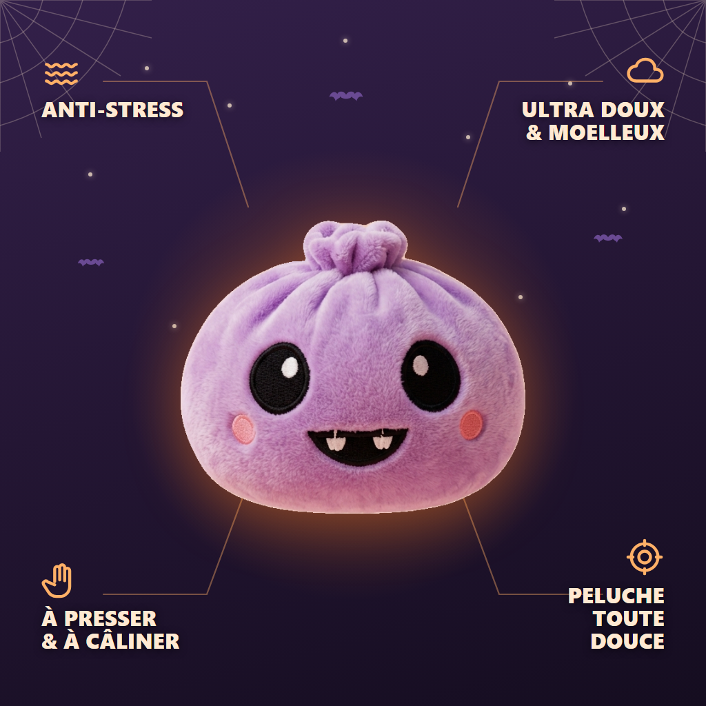 Squishy Dumpling Velours Vampire Halloween — anti-stress, ultra doux, effet slow-rise