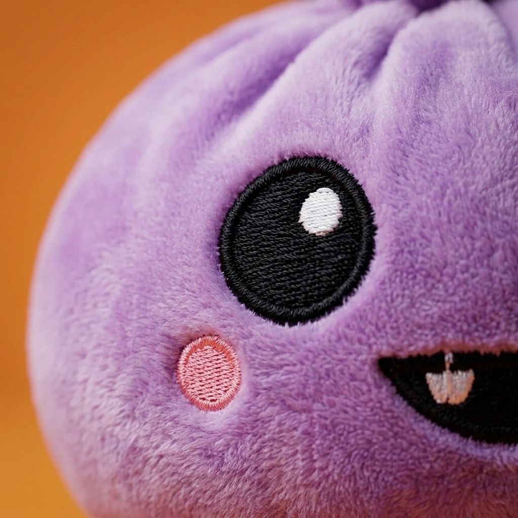 Squishy Dumpling Velours Vampire Halloween — gros plan macro sur la texture