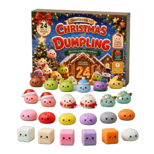 Squishy Dumpling Calendrier de l’Avent Mochi Pain d’Épices 24 Pièces — squishy anti-stress slow-rise kawaii