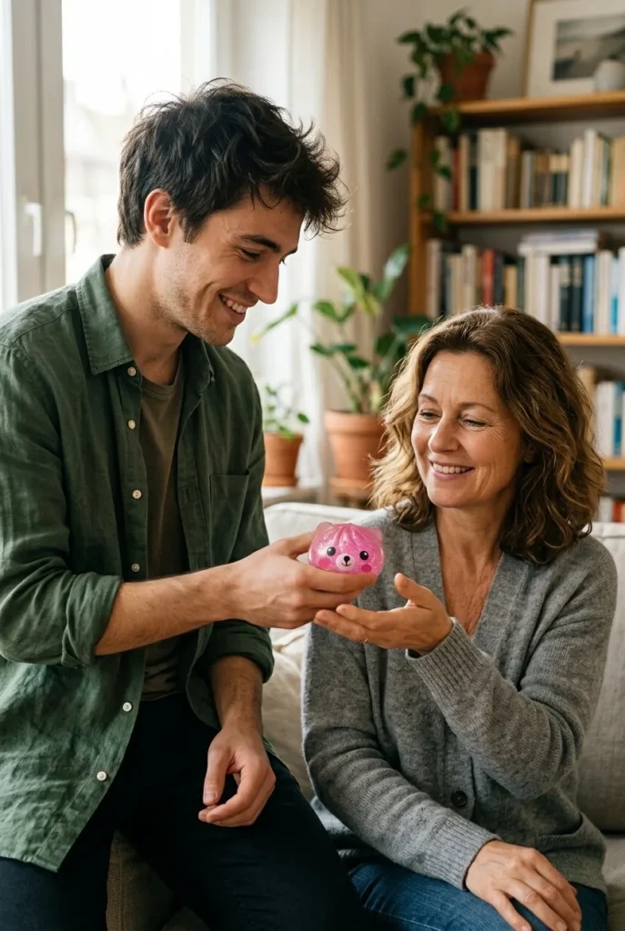Dumpling Squishy Ours Mystery Glitter offert en cadeau entre deux personnes