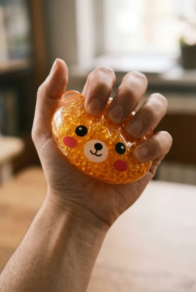 Dumpling Squishy Ours Mystery Glitter pressé dans la main — effet squishy slow-rise