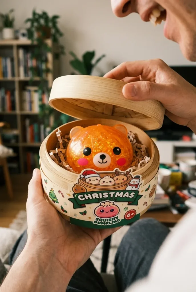 Déballage du Dumpling Squishy Ours Mystery Glitter — la boîte panier vapeur s'ouvre