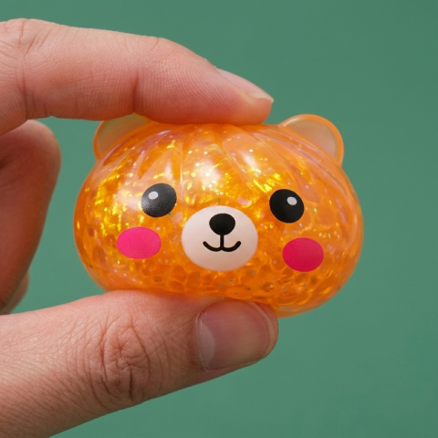 Dumpling Squishy Ours Mystery Glitter pressé dans la main, matière squishy