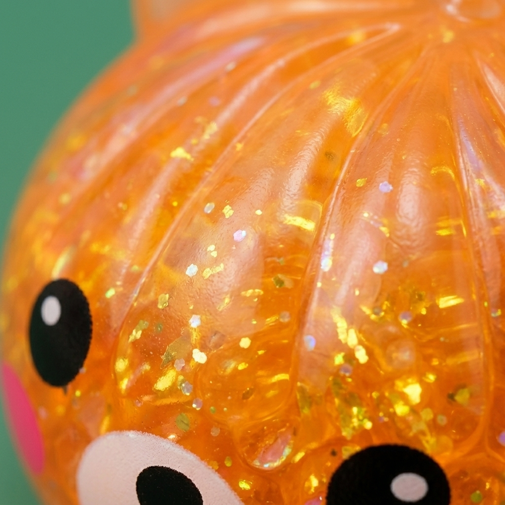 Dumpling Squishy Ours Mystery Glitter — gros plan macro sur la texture