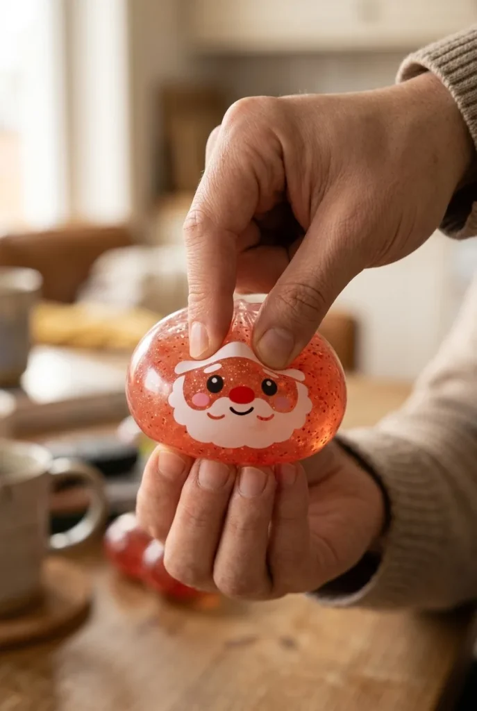 Dumpling Squishy Mystery Candy de Noël pressé dans la main — effet squishy slow-rise