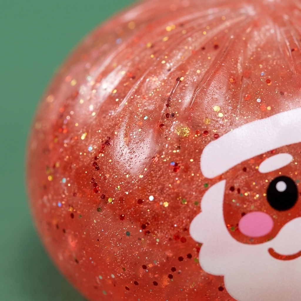 Dumpling Squishy Mystery Candy de Noël — gros plan macro sur la texture