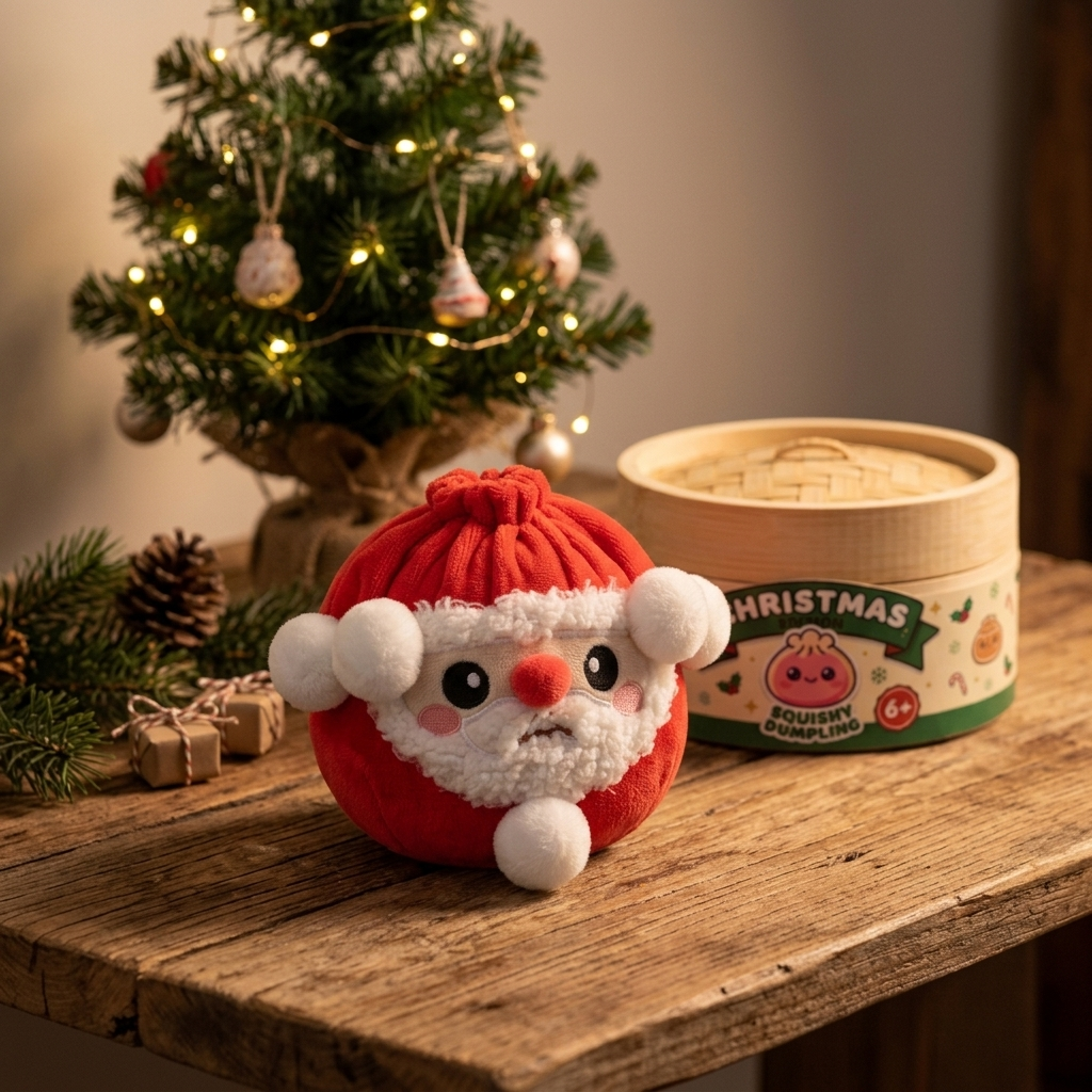 Squishy Dumpling Mystery Noël en ambiance sur un bureau