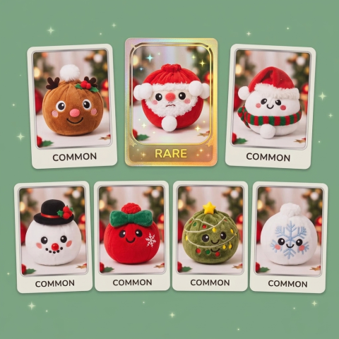 Squishy Dumpling Mystery Noël — carte des raretés (commun, rare, ultra rare)