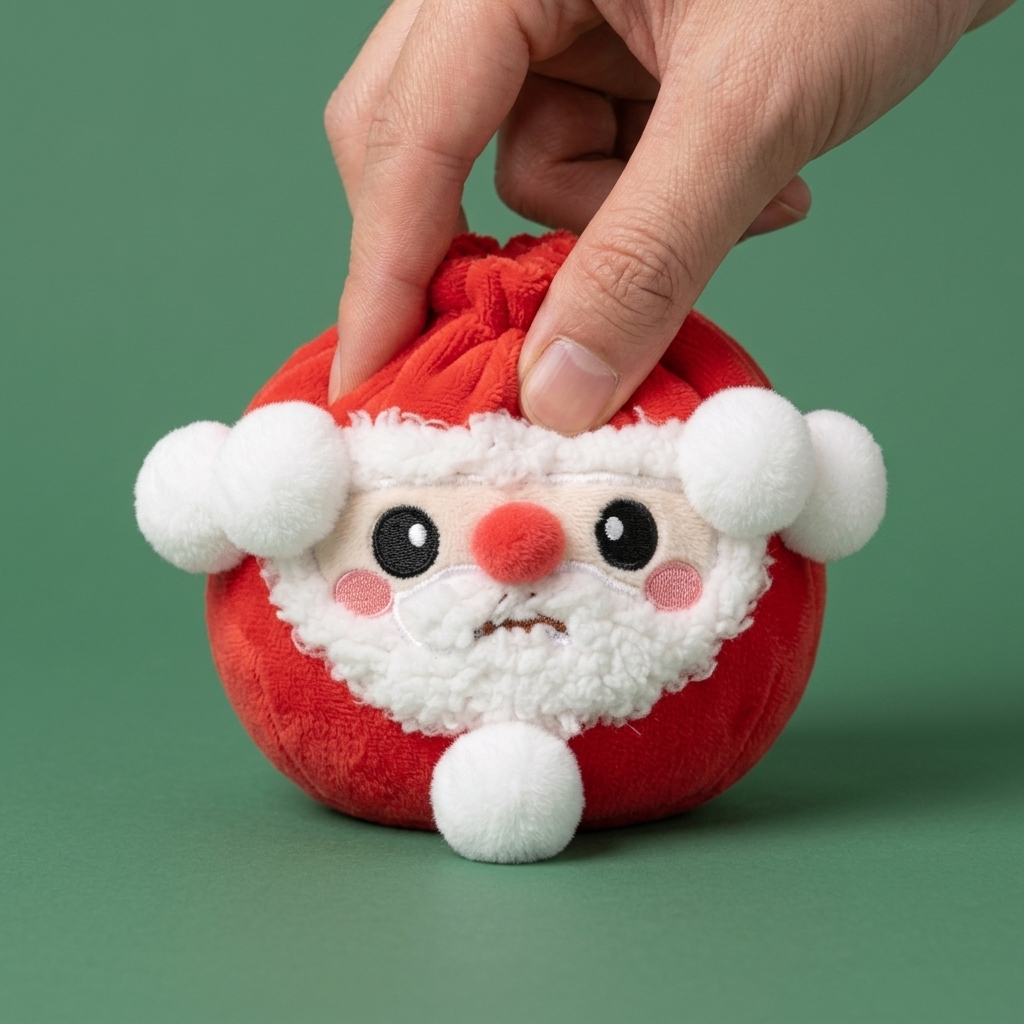 Squishy Dumpling Mystery Noël pressé dans la main, matière squishy