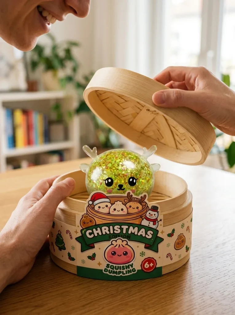 Déballage du Squishy Dumpling Renne Mystery Scintillant — la boîte panier vapeur s'ouvre