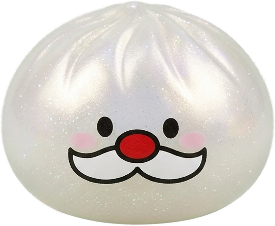 Squishy Dumpling Moustache Père Noël Mystery — squishy seul, taille réelle