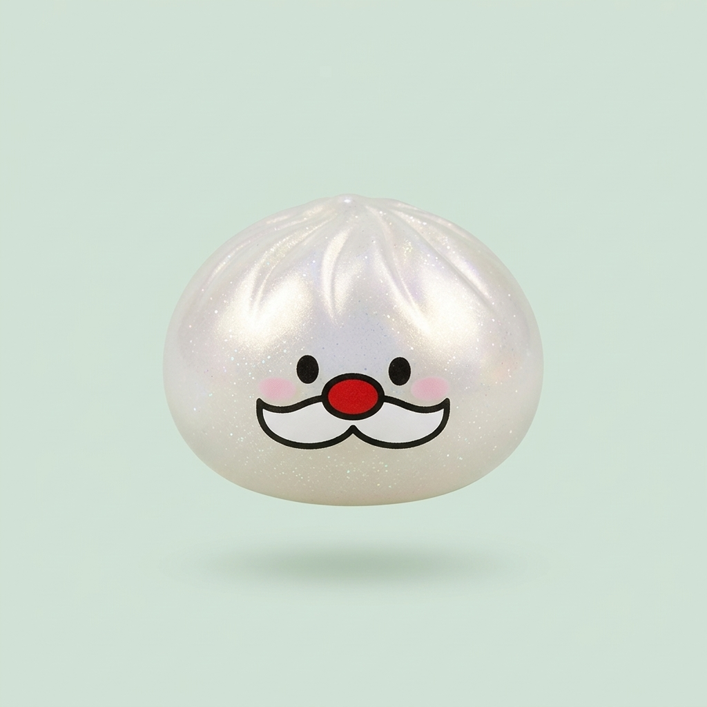 Squishy Dumpling Moustache Père Noël Mystery — le squishy rare de la mystery box