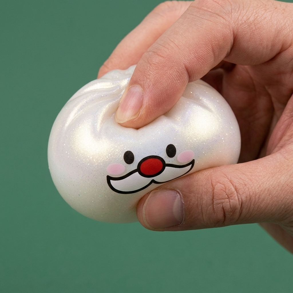 Squishy Dumpling Moustache Père Noël Mystery — effet slow-rise, la mousse regonfle