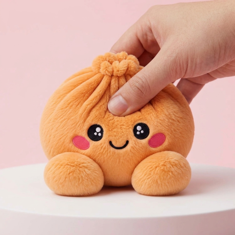 Squishy Dumpling Orange Mandarine pressé dans la main, matière squishy