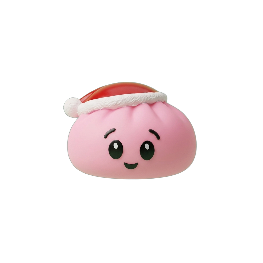 Squishy Dumpling Bonnet de Noël Rose Sucré — squishy anti-stress slow-rise kawaii