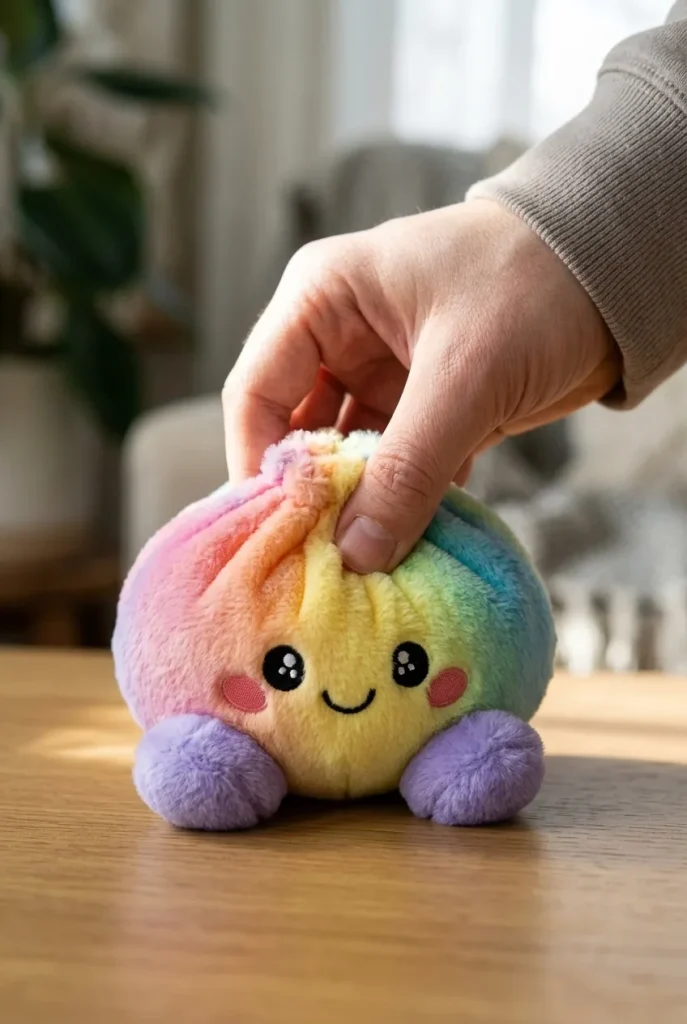 Squishy Dumpling Arc-en-ciel Pastel pressé dans la main — effet squishy slow-rise