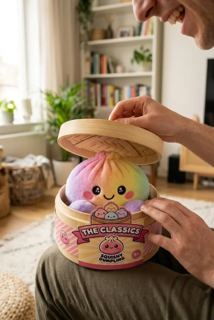 Déballage du Squishy Dumpling Arc-en-ciel Pastel — la boîte panier vapeur s'ouvre