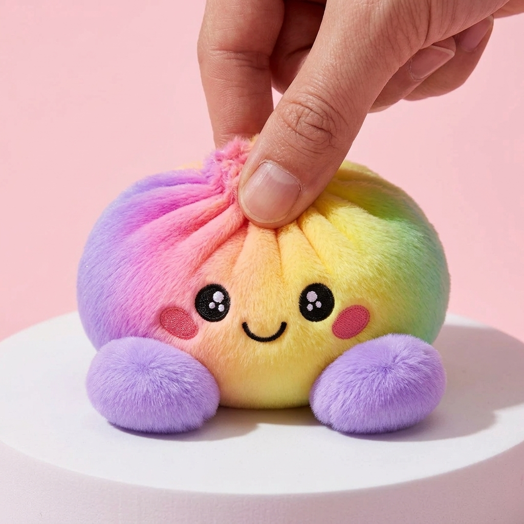 Squishy Dumpling Arc-en-ciel Pastel — effet slow-rise, la mousse regonfle