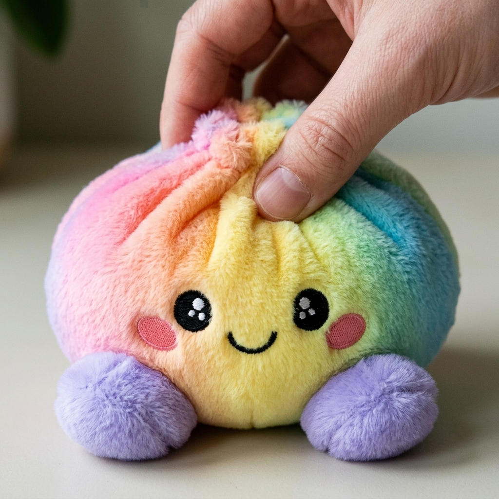 Squishy Dumpling Arc-en-ciel Pastel pressé dans la main, matière squishy