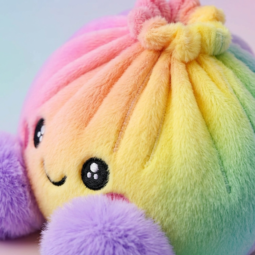 Squishy Dumpling Arc-en-ciel Pastel — gros plan macro sur la texture