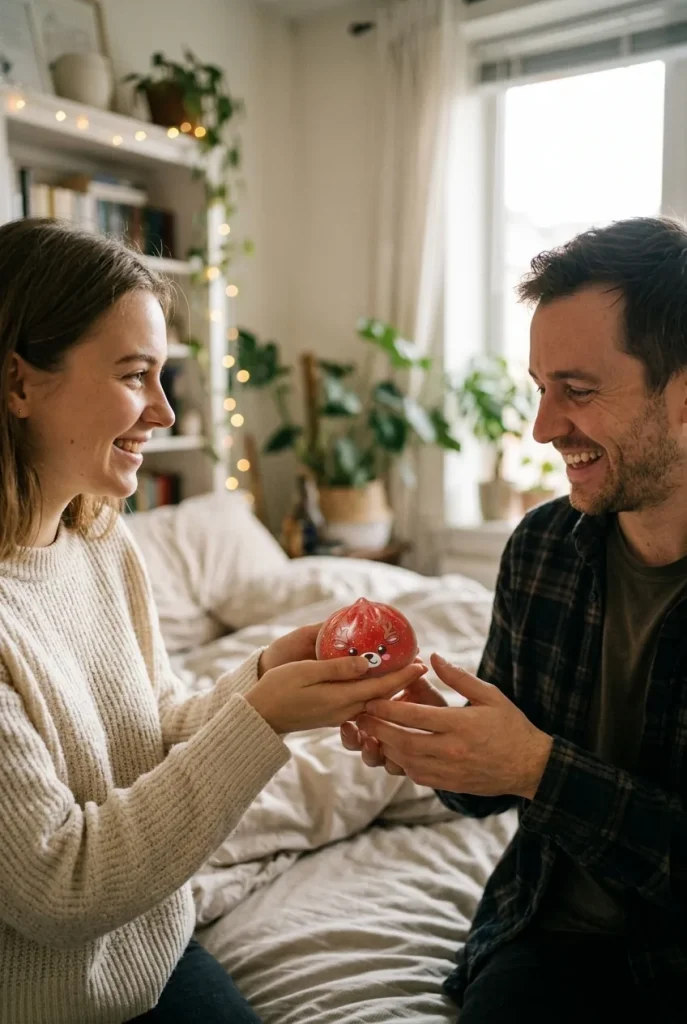 Squishy Dumpling Renne Rouge Glitter offert en cadeau entre deux personnes