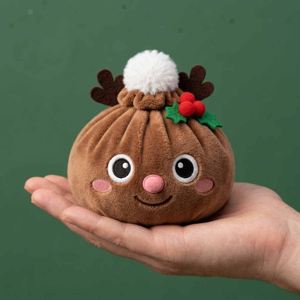 Dumpling Squishy Renne de Noël tenu en main, taille réelle
