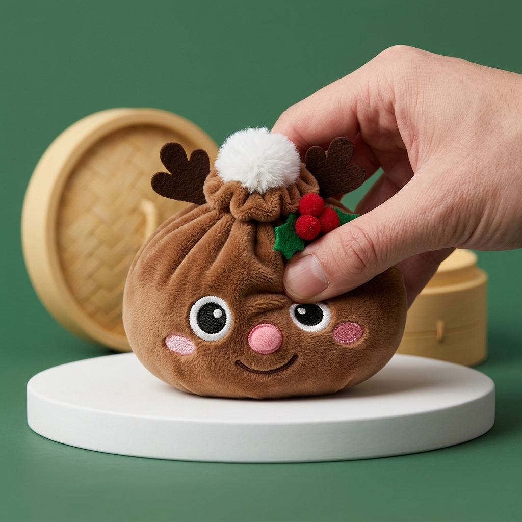Dumpling Squishy Renne de Noël — effet slow-rise, la mousse regonfle