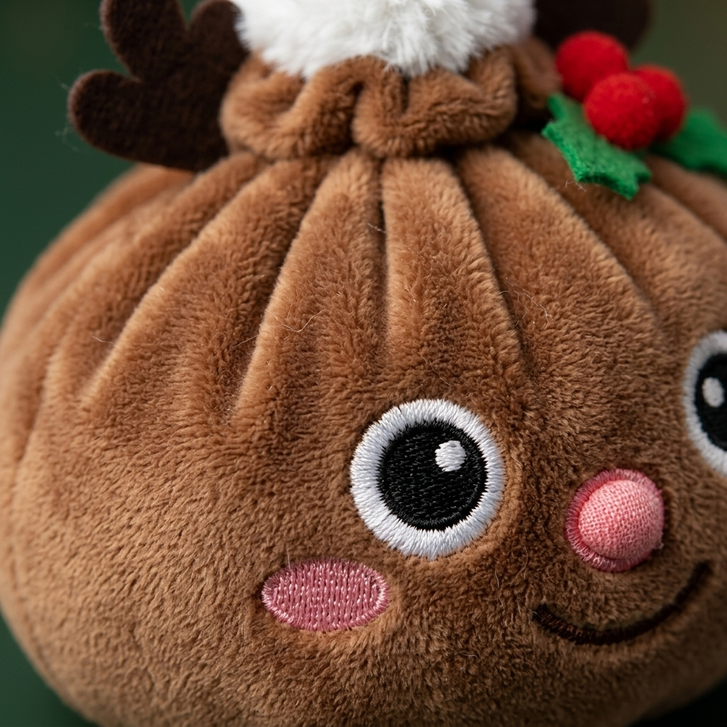 Dumpling Squishy Renne de Noël — gros plan macro sur la texture