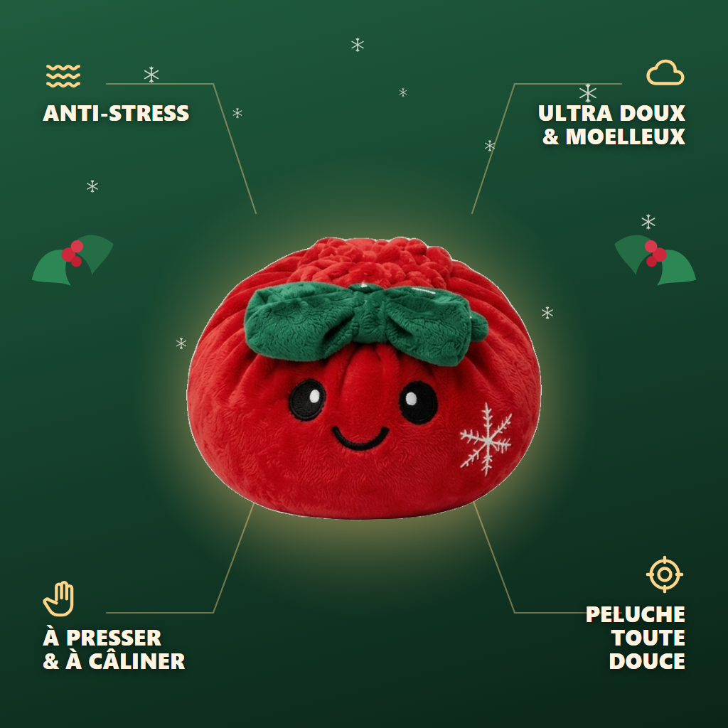 Squishy Dumpling Ruban Festif Rouge — anti-stress, ultra doux, effet slow-rise