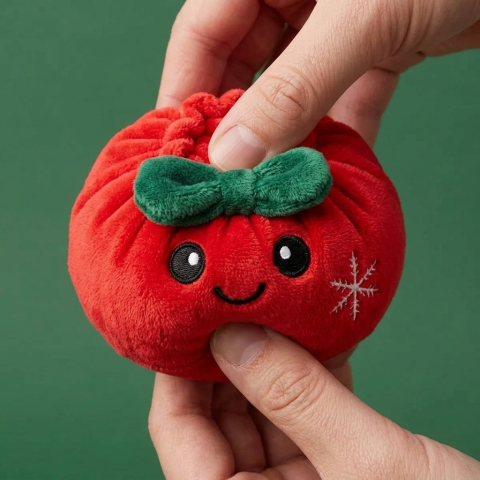 Squishy Dumpling Ruban Festif Rouge — effet slow-rise, la mousse regonfle