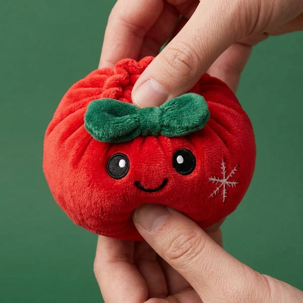 Squishy Dumpling Ruban Festif Rouge — effet slow-rise, la mousse regonfle