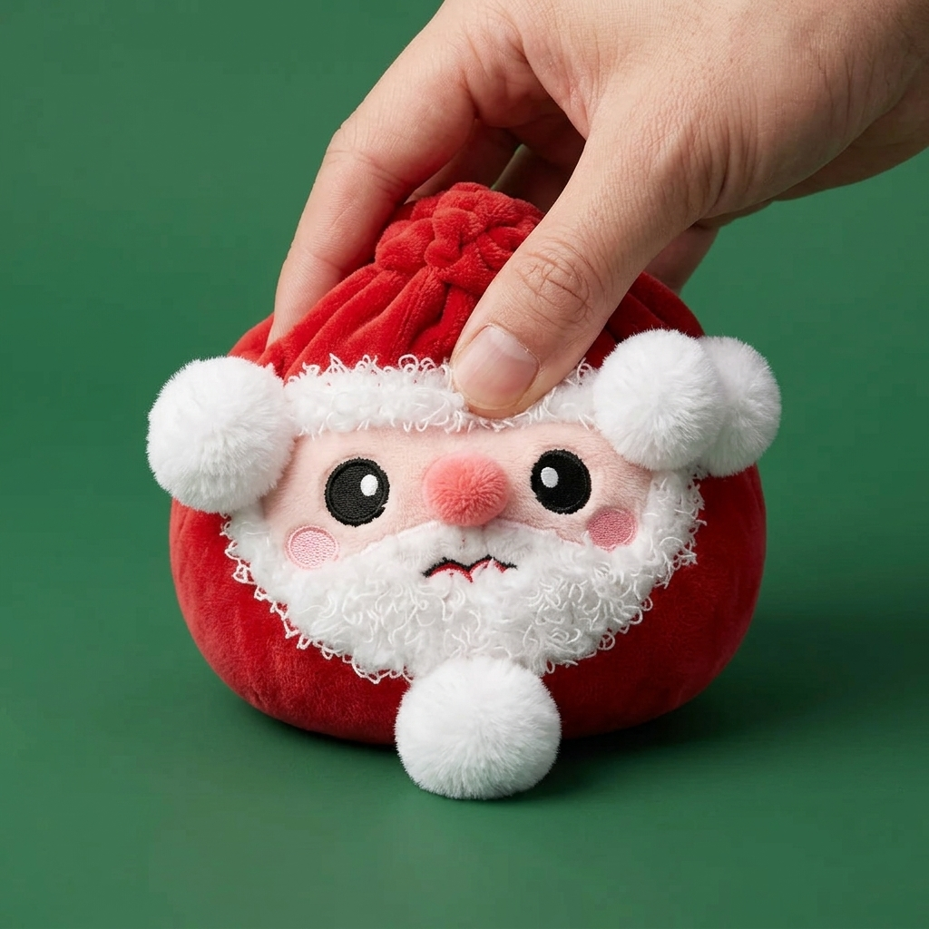 Squishy Dumpling Père Noël — effet slow-rise, la mousse regonfle