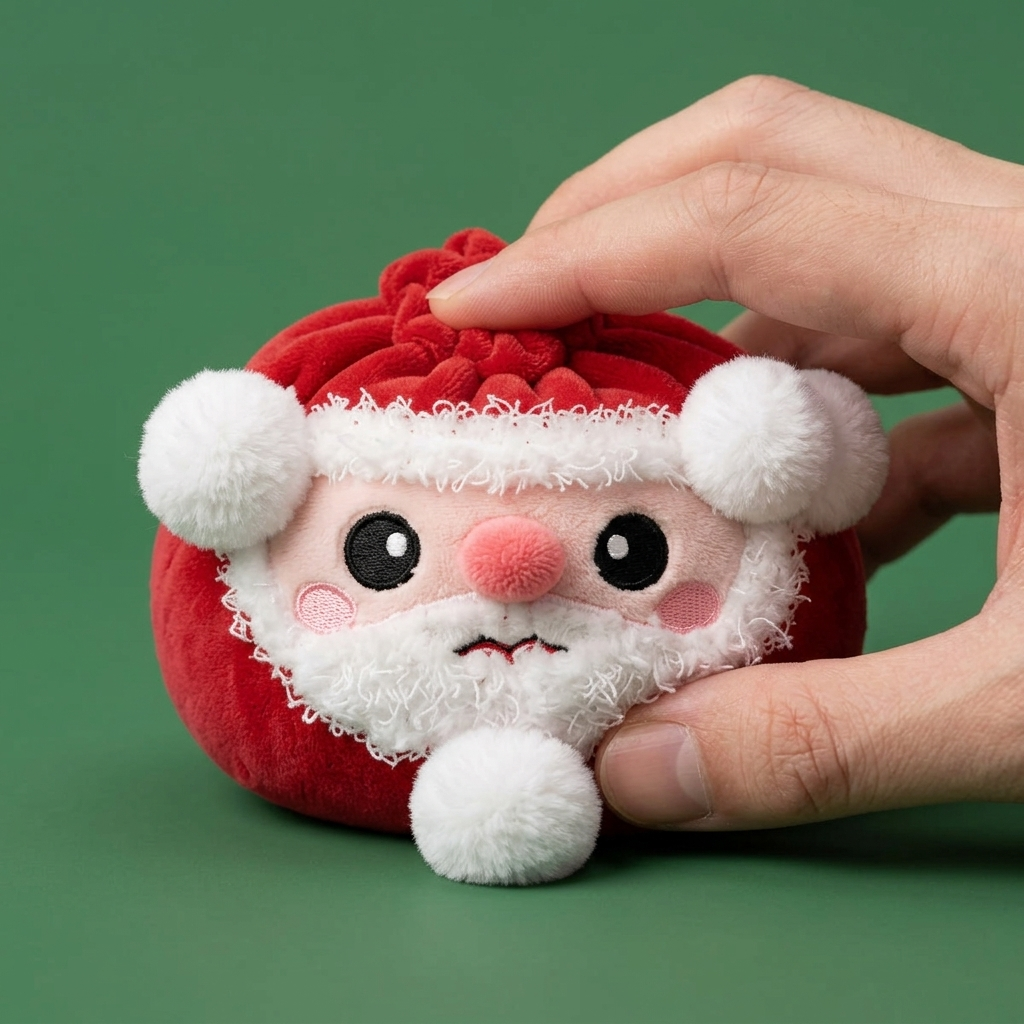 Squishy Dumpling Père Noël pressé dans la main, matière squishy