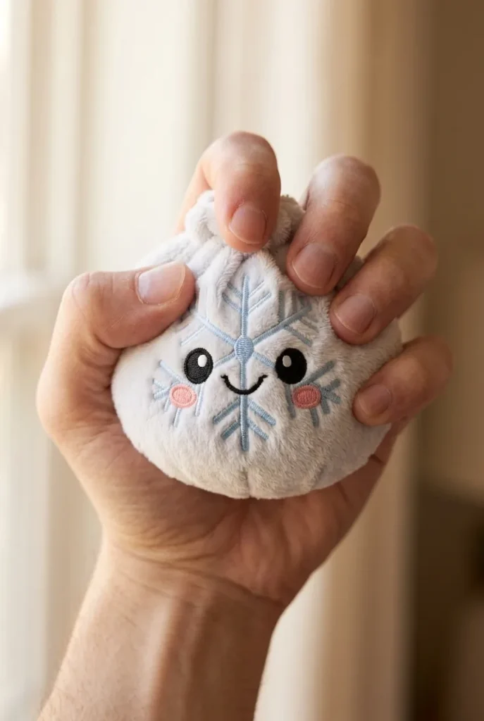Dumpling Squishy Flocon de Neige Hiver pressé dans la main — effet squishy slow-rise