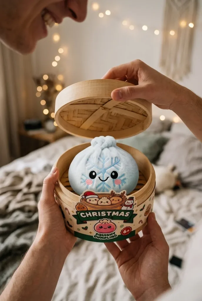 Déballage du Dumpling Squishy Flocon de Neige Hiver — la boîte panier vapeur s'ouvre