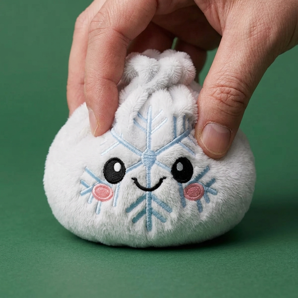 Dumpling Squishy Flocon de Neige Hiver — effet slow-rise, la mousse regonfle