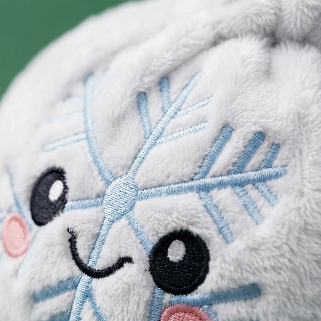 Dumpling Squishy Flocon de Neige Hiver — gros plan macro sur la texture