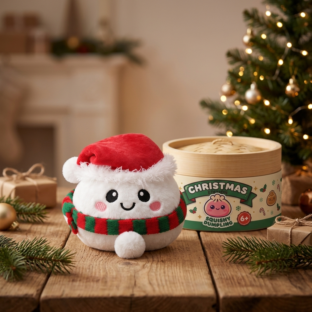 Squishy Dumpling Bonhomme de Neige Douillet en ambiance sur un bureau