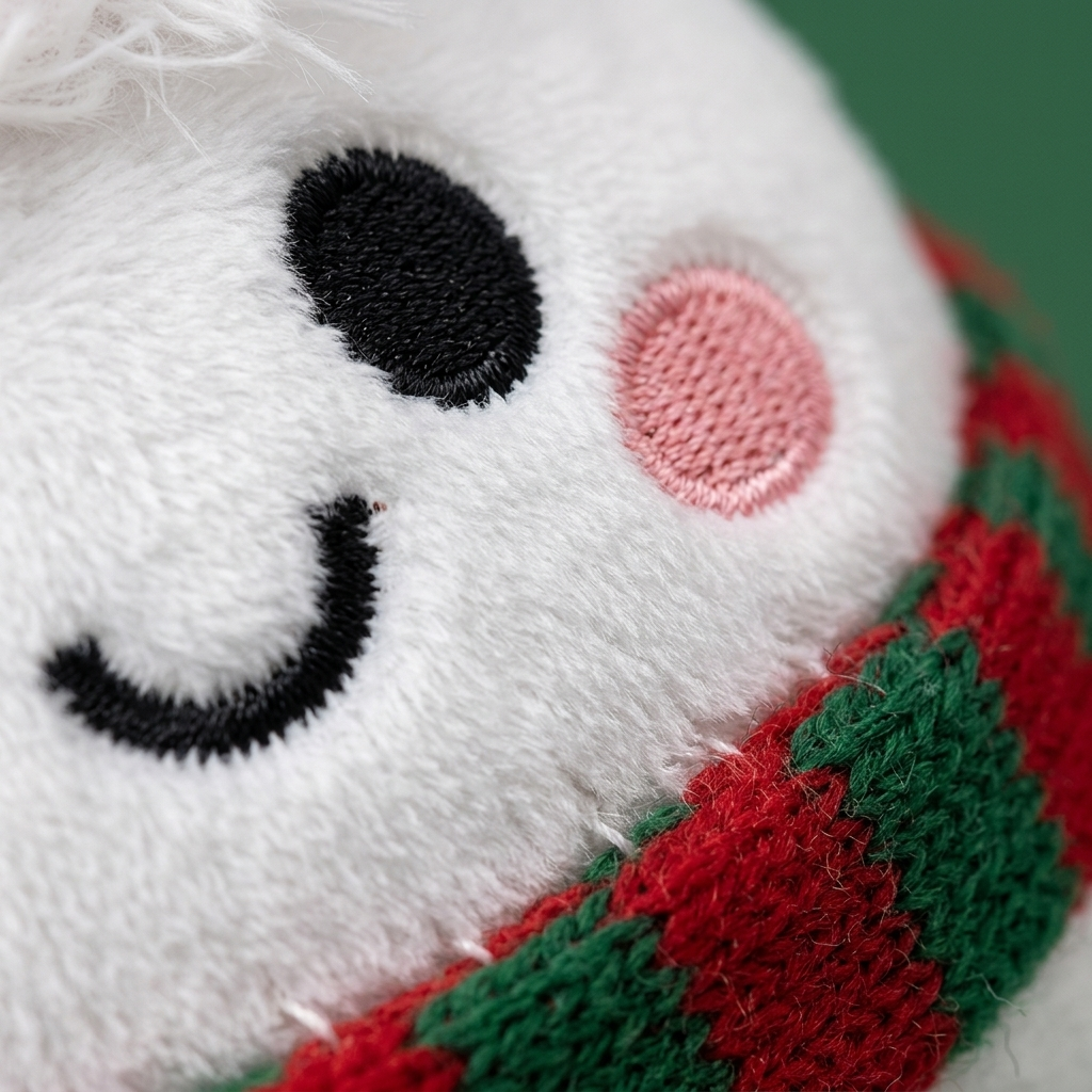 Squishy Dumpling Bonhomme de Neige Douillet — gros plan macro sur la texture