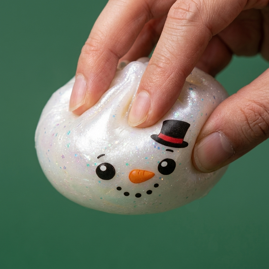 Squishy Dumpling Bonhomme de Neige Glitter — effet slow-rise, la mousse regonfle