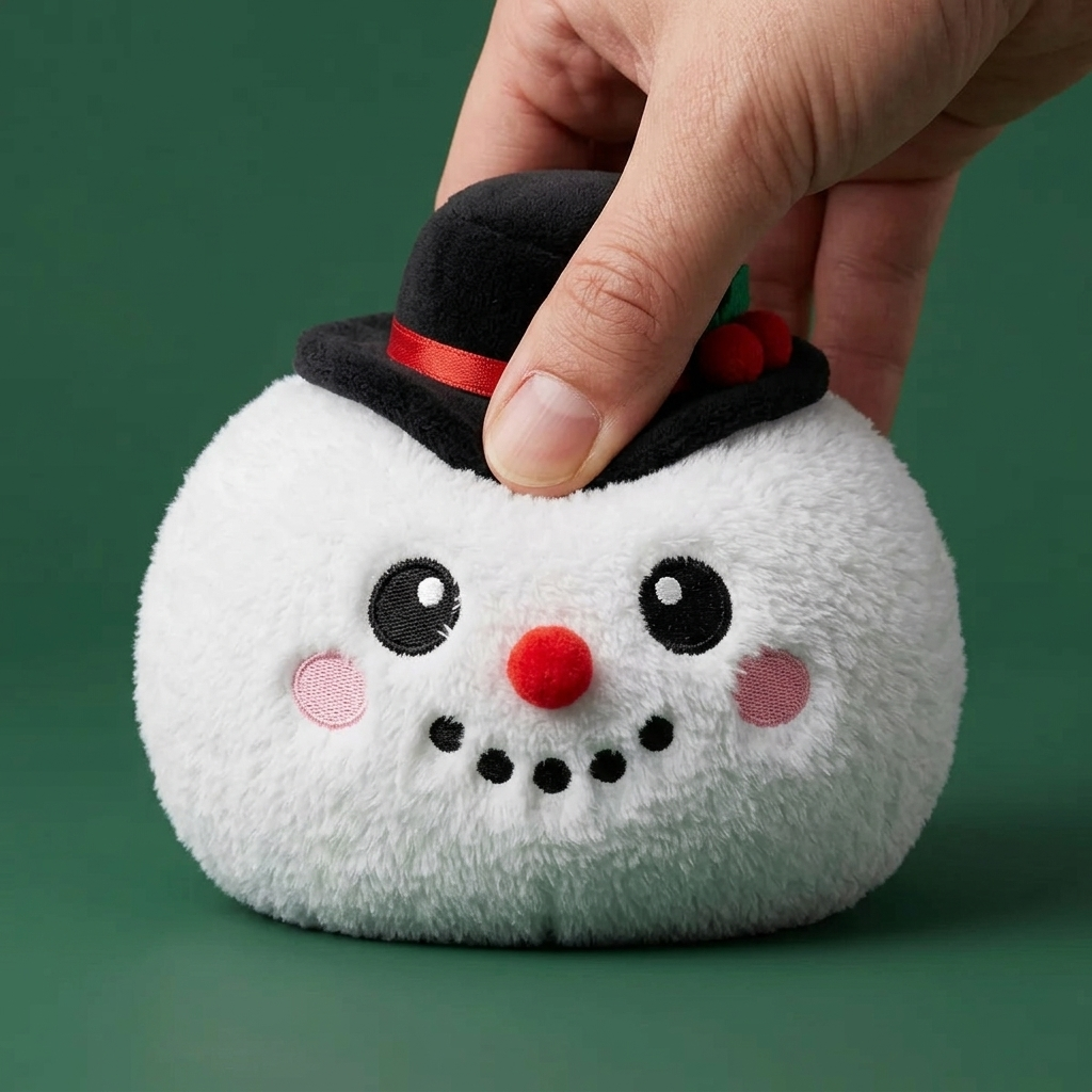 Squishy Dumpling Bonhomme de Neige Chapeau Haut-de-Forme — effet slow-rise, la mousse regonfle