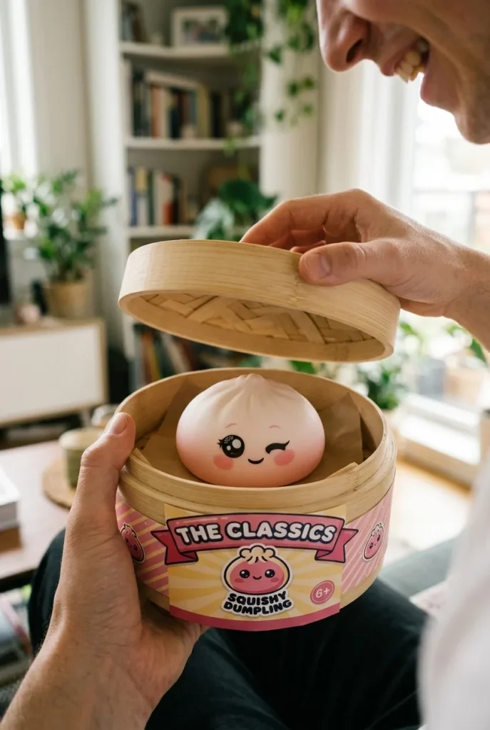Déballage du Squishy Dumpling Blanc Clin d’Œil — la boîte panier vapeur s'ouvre