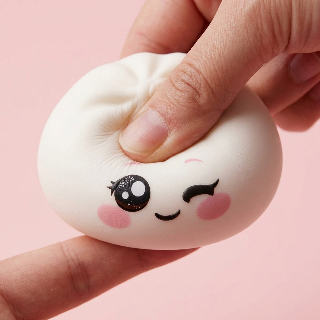 Squishy Dumpling Blanc Clin d’Œil — effet slow-rise, la mousse regonfle