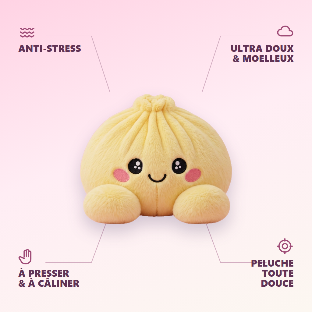 Dumpling Squishy Jaune Citron — anti-stress, ultra doux, effet slow-rise